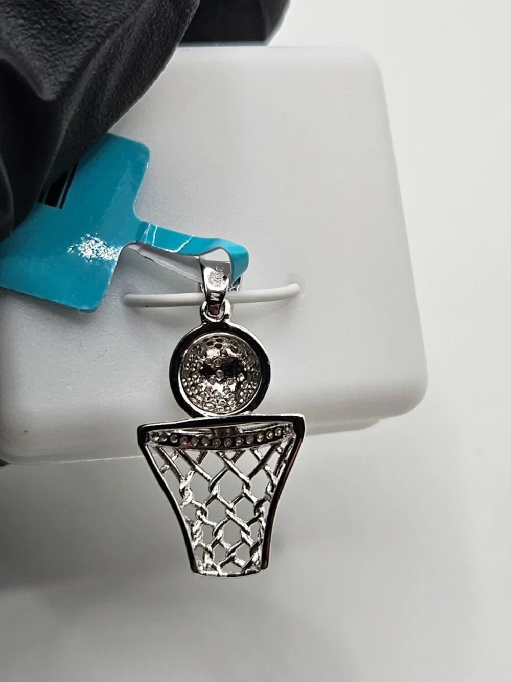 925 Silver Moissanite Basketball Hoop Pendant 0.33 CTW VVS D
